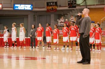 Singing National Anthem at Stony Brook University basketball game
