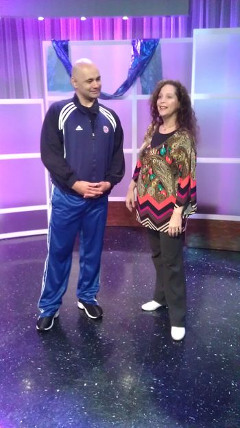 Coach Ron and Mindy on the set at God's Learning Channel
