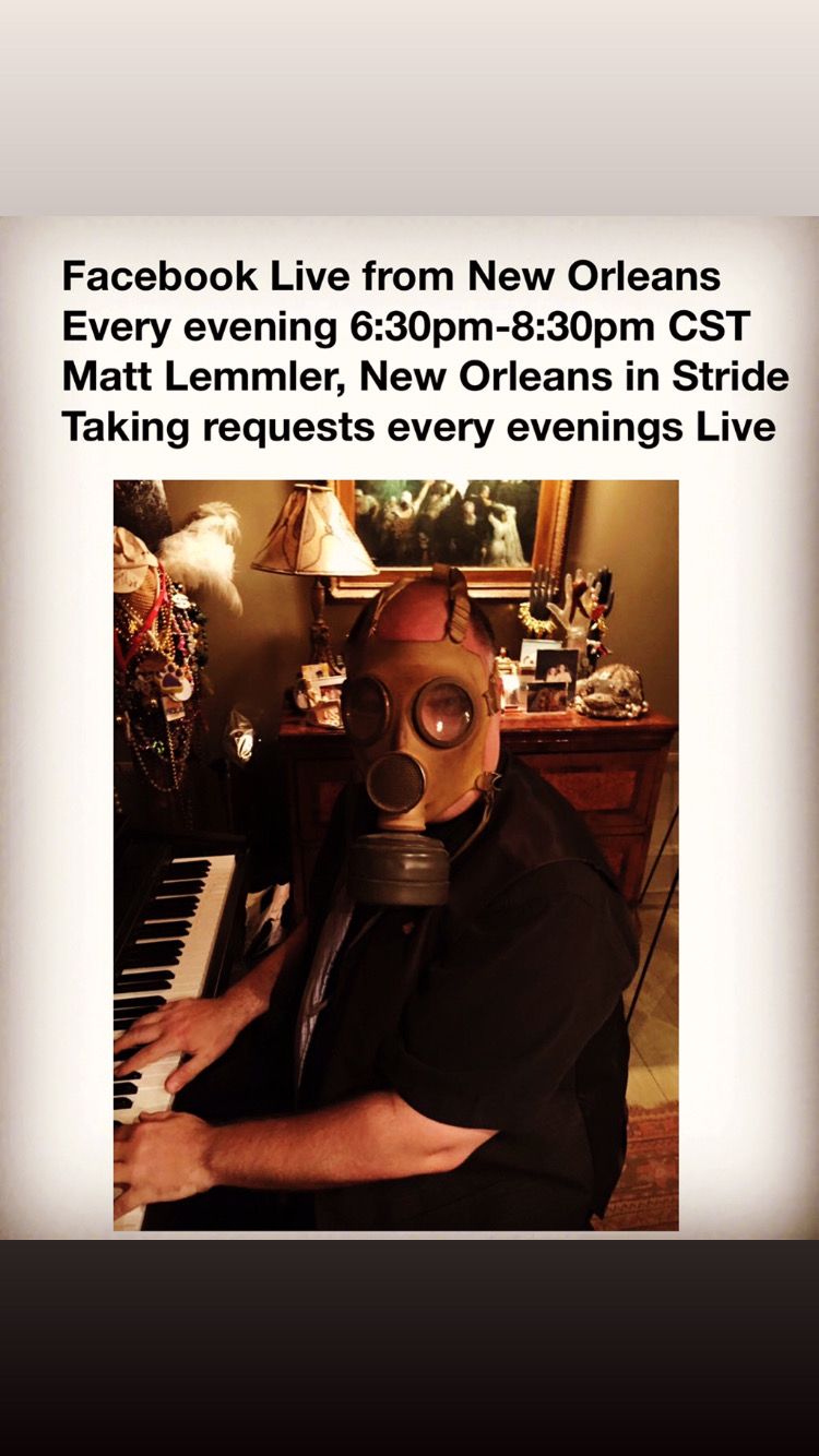 Starting on Thursday, March 19th and every evening at 6:30pm-8:30pm cst, I’ll be sharing live music concerts via my Facebook and taking requests
https://www.facebook.com/mattlemmler
and also please follow me on my Instagram Page http://instagram.com/mattlemmler