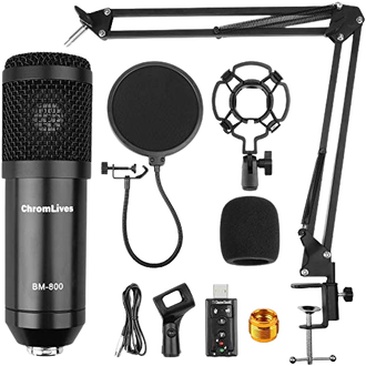 The condenser microphone studio bundle features high output and low noise to reproduce the most subtle sound. It is ideal for broadcasting, recording,