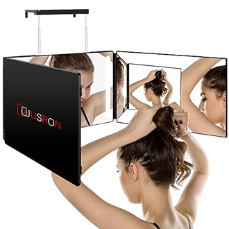 The self hair cutting mirror uses high-quality ABS and glass materials, with a 360-degree viewing angle, which can easily see all angles of the head and face. 