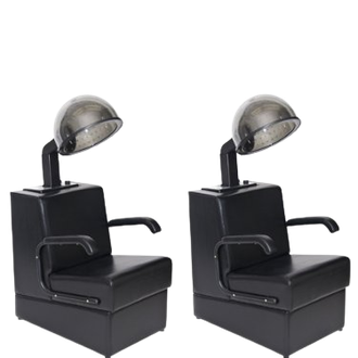 We’ve combined a professional hair dryer and comfortable chair into a single modern unit, and this set of 2 dryers and chairs will give your space a coordinated look.