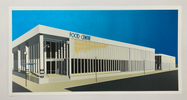 'The Food Centre, Milton Keynes' Giclee Print with Metallic Blue Screen Printed Overlay