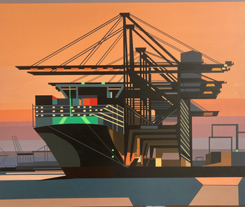 Felixstowe Docks. Acrylic on board. 100cm x 80cm. 2022. SOLD
