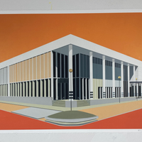 'The Food Centre, Milton Keynes' (orange). Digital giclee print on to Somerset Satin Enhanced 330gsm paper. 