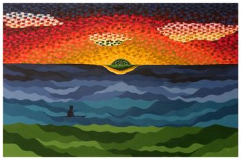 A Surfer's Emerald Sunset - 24 x 36  - Commissioned/Sold
