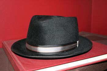 Black Fedora ~ complemented by a red and silver band ~ ~ May's Hat of the Month ~
