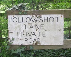 Hollowshot Lane Private Road sign