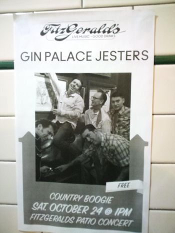 Our poster in the Men's Room at Fitzgerald's.
