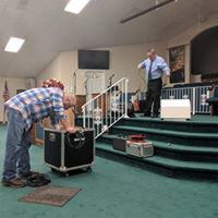 Todd & Larry setting up at Emmanuel Baptist
