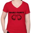 Make Party Ladies V-Neck Red Shirt