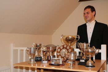 James with a selection of trophies  gained during the 2016 season.
