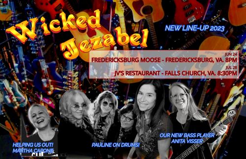 PAULINE IS BOUNCING AROUND!!! SPECIAL DRUMMER LINE UPS! PAULINE MOVES TO THE DRUMS WHILE MARTHA CAPONE PLAYS GUITAR! ALSO COMING SOON, ANN THOW OF THE STORYWEAVERS SITTING IN ON DRUMS AS PAULINE MOVES BACK TO GUITAR AT SPECIFICLY ANNOUNCED GIGS! BE SURE TO KEEP UP WITH THE LATEST! ALSO NEW... ANITA VISSER ON BASS!!! SHE ALSO PLAYS GUITAR AND SINGS! YOU WILL LOVE HER!!!