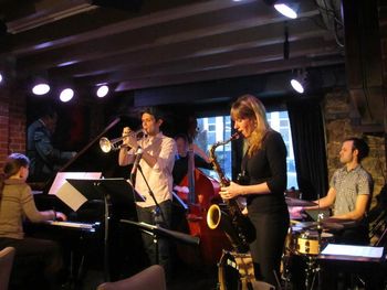 Poste-AM Quintet: Lara Driscoll (piano), Alexis French (tpt), Mark Nelson (drums), Annie Dominique (sax), Nicolas Bedard (bass), Upstairs Jazz Bar Montreal
