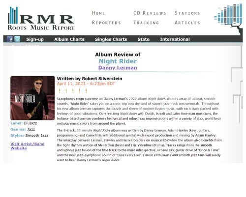 roots music report album review of night rider Danny Lerman