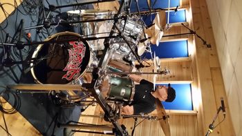 Dave Pollizi recording drums
