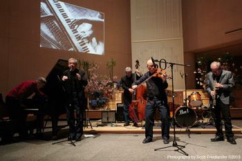 at the Borah Bergman Memorial, L to R: Denman Maroney, Tom Buckner, Ken Filiano, myself, Chris Kelsey
