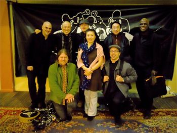 Burning Bridge at the Bop Shop, Rochester, NY: Row 1, L to R: Andrew Drury, Sun Li, Taylor Ho Bynum; Row 2, L to R: Ken Filiano, Jason Kao Hwang, Steve Swell, Wang Guowei, Joe Daley
