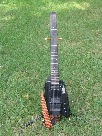 I passed this Steinberger along to my son, Taylor. I picked up another for myself; mine has the hum-sing-sing pickup configuration – three white Evans pickups. Taylor calls it “the Oreo guitar.”
