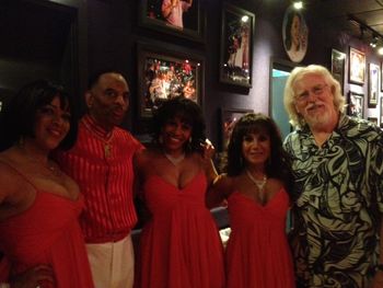 The Crystals & Earl Young pose with Bob backstage before the show at The Cannery Casino Las Vegas 2014
