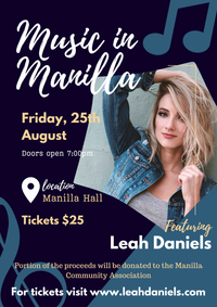 Aug 25 - Leah Daniels at Manilla Hall! 