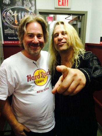 Keith Lenn backstage with Dana Strum, bassist for Slaughter at Bergen PAC on 6-27-14
