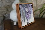 Purple Space Waterfall - 8x8" Framed Acrylic Painting