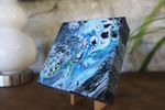 Sky Marble - 5x5" Acrylic on 1.5" canvas, with oak stand.