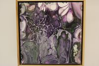 Purple Hearts - 10 x 10 framed acrylic painting