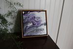 Purple Space Waterfall - 8x8" Framed Acrylic Painting