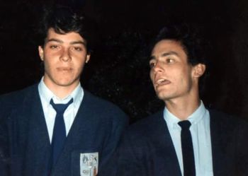 Juan Carlos in Catholic School with classmate Miguel. Chile, 1987
