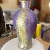 Metallic Purple Yellow Vase