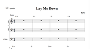 Lay Me Down - cello score with chord symbols