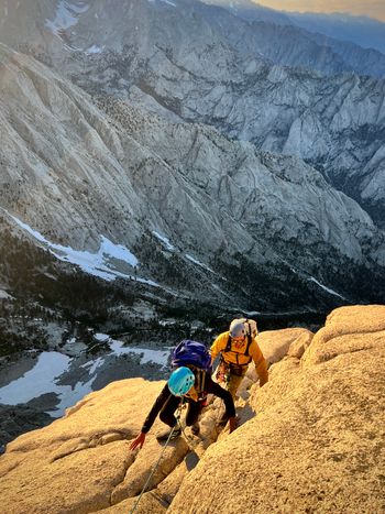 Courtney and I, Climbing the North Ridge of Lone Pine Peak in the Eastern Sierra
