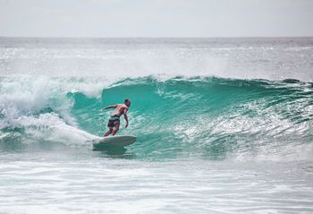 Surfing Rocky Point in the North Sore, Oahu
