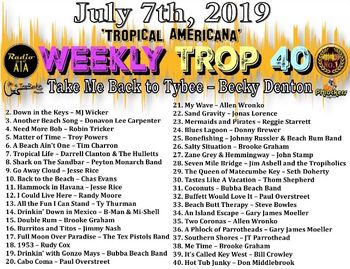 Radio A1A's Weekly Trop 40 Chart ~ July 7, 2019
