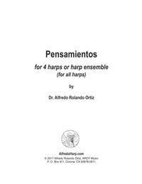 PENSAMIENTOS for 4 HARPS (or Ensemble) (lever or pedal) (SHEET MUSIC) • Easy level