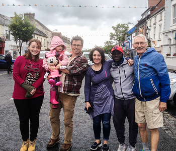 Busker of the Year 2016  - Brian Duffy joint winner with percussion group Ruach Rhythms.  L-R:  Annette Jordan, Brian Duffy, Uisce Kelly Duffy, Debbie Beirne, Victor Wilson, Pat Jordan.  Photo:  Paddy Kelly
