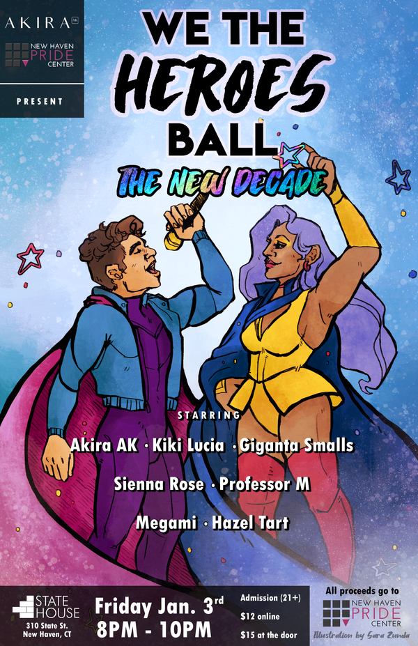 We The Heroes Ball CT poster by Sarah Zunda for Akira AK