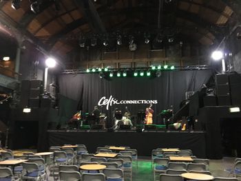 The stage at soundcheck in the Old Fruitmarket venue
