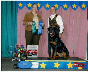Halle and Francie taking 1st place at the ARC National Specialty in PA and earning her Companion Dog Degree.
