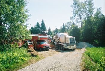 the concrete trucks
