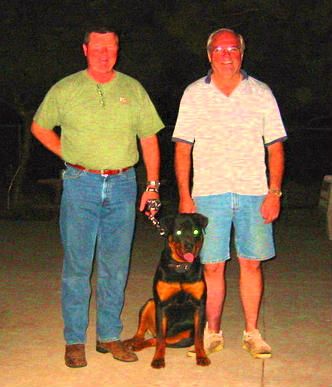 Phantom Wood Infamous Chili Palmer shown after earning his CGC with his owner (on the left) Kevin Lane of AZ.

