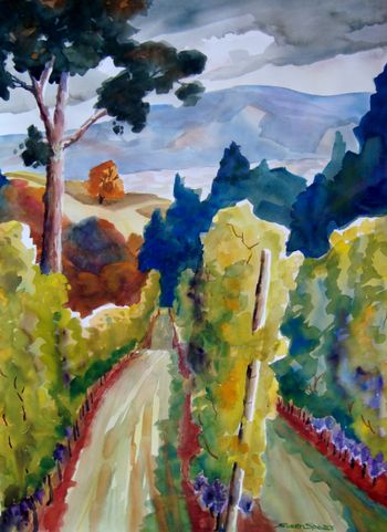 "Willamette Valley Wine Country"  30"x22", $800 original.  This painting was painted from Red Ridge Farm.  There is the owner's winery right next door.  One of the most beautiful views of this famous agricultural valley.
