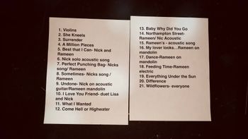 Set List for the Civic Theater - PA67 Tour - Lehigh County Show - Lisa Bodnar and Whistlegrass, Rameen Shayegan, Nick Franclik
