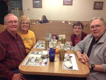 Ernie and Debbie on vacation having supper with Paul and Shelia Heil.  Great time!
