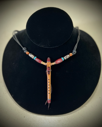Cherry Miniature Flute Necklace with Sleeping Beauty Turquoise Inlay