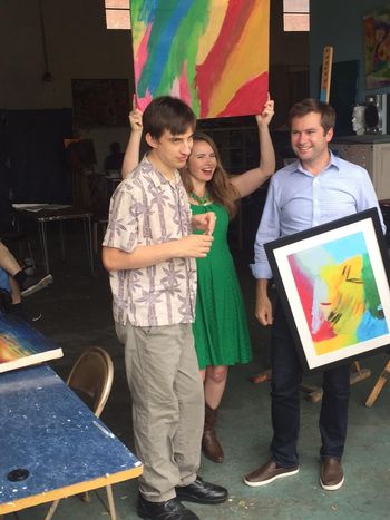 Nick with Artlifting.com founders Liz and Spencer Powers at Outside the Lines studio
