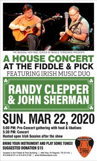 CANCELLED: John & Randy @ Fiddle & Pick