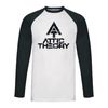 Attic Theory Logo Long Sleeved Baseball Top - White With Black Sleeves.